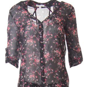 Floral Print Sheer Blouse - S